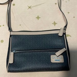 Guess Brown and Cream Leather Crossbody